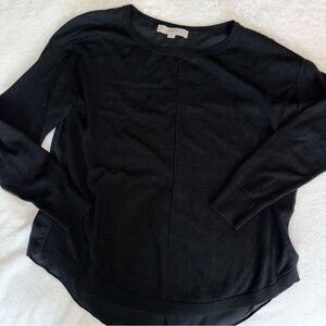 LOFT Black Sweater Sheer Satin Back Medium